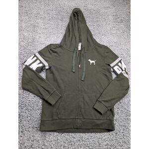 Victorias Secret Hoodie Womens Small Green Zip Up Athleisure Gym Casual Yoga